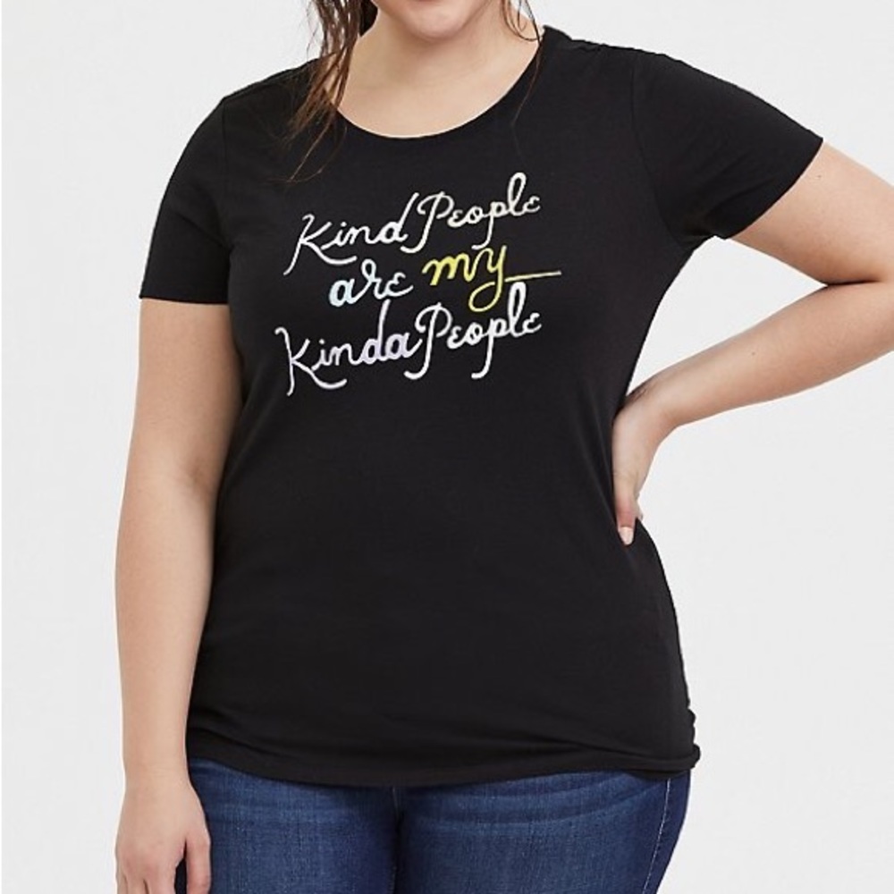 Torrid Kind People Are My Kinda People Black Crew Tee